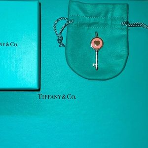 Tiffany & Co Tiffany Keys Heart Key Pendant in Silver with Pink Enamel
